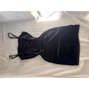 Black velvet mini dress with lace | Small